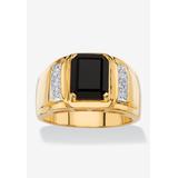 Men's Big & Tall Men's 18K Yellow Gold-plated Genuine Diamond and Black Onyx Ring by PalmBeach Jewelry in Diamond Onyx (Size 15)