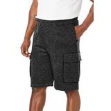 Men's Big & Tall Fleece 10" Cargo Shorts by KingSize in Black White Marl (Size 7XL)