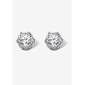 Women's Round Cubic Zirconia Stud Earrings in Platinum over Silver (8.5mm) by PalmBeach Jewelry in Silver