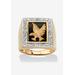 Men's Big & Tall Men's 14K Gold over Silver Diamond Accent and Onyx Eagle Ring by PalmBeach Jewelry in Diamond Onyx (Size 10)
