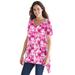 Plus Size Women's Sharkbite trapeze tunic by Woman Within in Raspberry Sorbet Tie-dye (Size 3X)