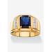Men's Big & Tall Men's 18K Gold-plated Diamond and Sapphire Ring by PalmBeach Jewelry in Diamond Sapphire (Size 13)
