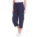 Plus Size Women's Pull-On Knit Cargo Capri by Woman Within in Navy (Size M)