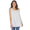 Plus Size Women's Button-Front Linen Tank by Woman Within in Natural Khaki Stripe (Size 18/20) Top