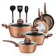 NutriChef NCCW12BRW.5 Kitchenware Pots & Pans-Stylish Cookware,Non-Stick Coating Inside&Outside + Heat Resistant Lacquer, Coffee Inside and Brown Outside (12-Piece Set), 18/8 Stainless Steel