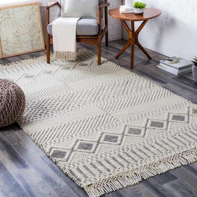 Blakeview 2' x 3' handmade Farmhouse Moroccan NZ Wool Black/Cream Area Rug - Boutique Rugs