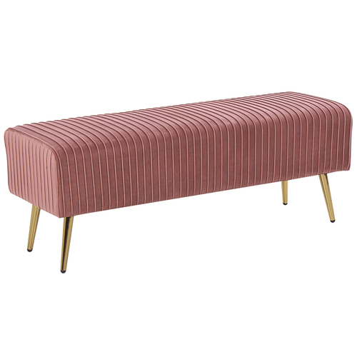 Bank Rosa Samtstoff 100% Polyester Beine aus Eisen 118 x 42 cm Retro Modern