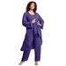 Plus Size Women's Three-Piece Beaded Pant Suit by Roaman's in Midnight Violet (Size 16 W) Sheer Jacket Formal Evening Wear