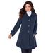Plus Size Women's Plush Fleece Jacket by Roaman's in Navy (Size 6X) Soft Coat
