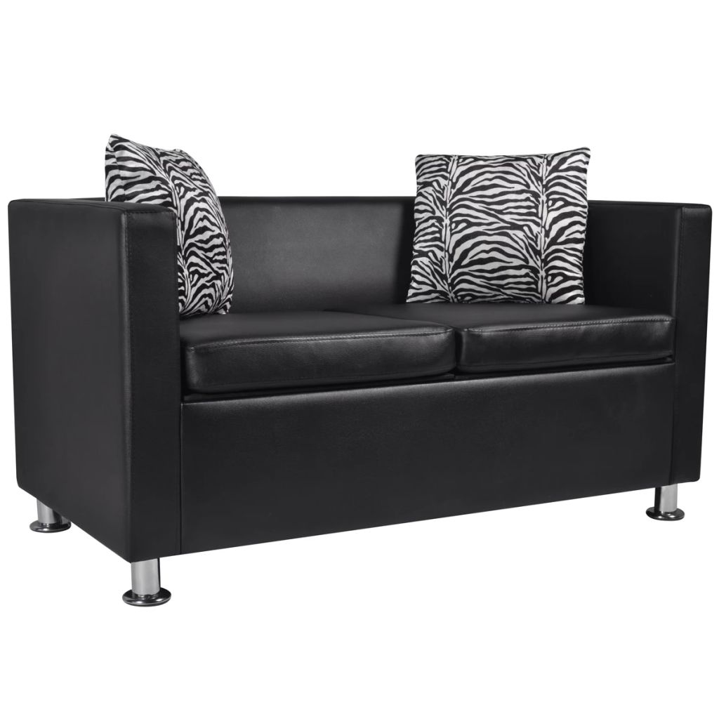 vidaXL 2-Sitzer-Sofa Kunstleder Schwarz Image