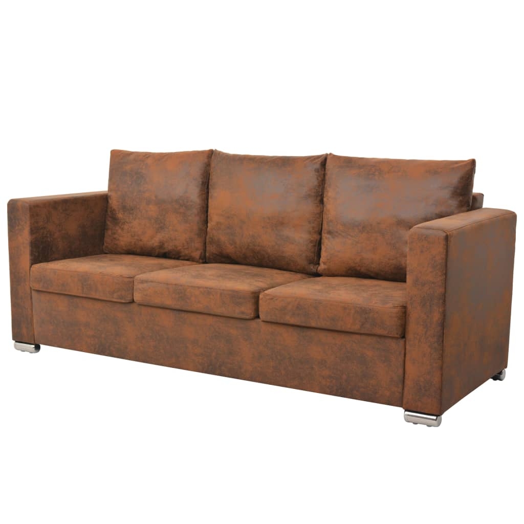 vidaXL Sofa 3-Sitzer 191x73x82 cm Wildleder-Optik Image