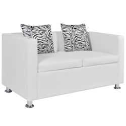 vidaXL 2-Sitzer-Sofa Kunstleder Weiß