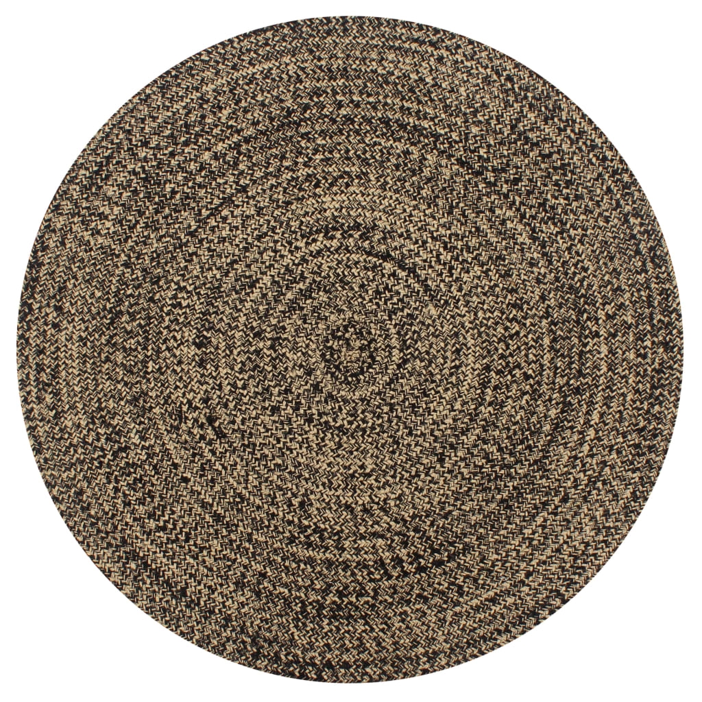 vidaXL Teppich Handgefertigt Jute Schwarz und Natur 120 cm Image
