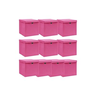 vidaXL Aufbewahrungsboxen mit Deckeln 10 Stk. Rosa 32x32x32 cm Stoff
