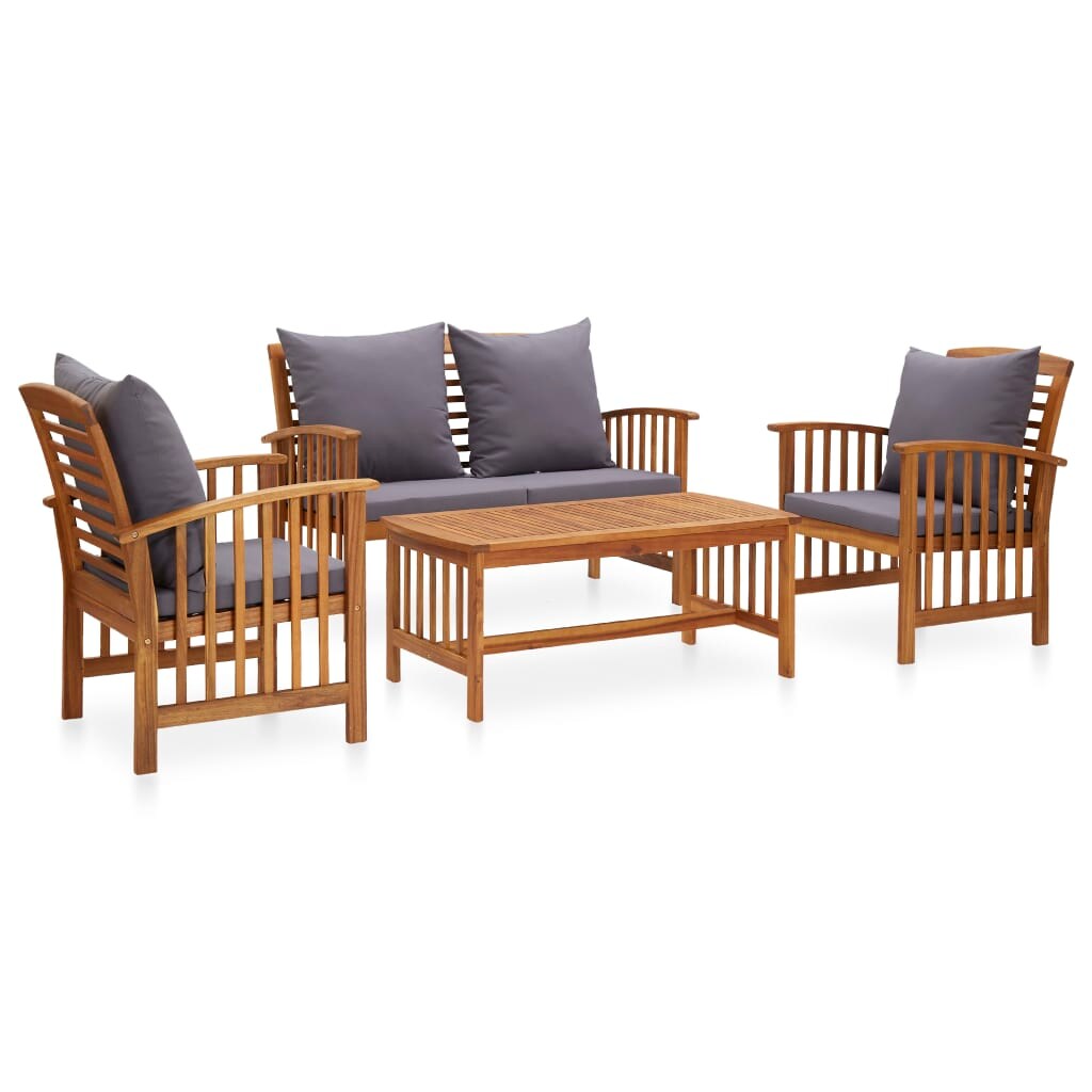 vidaXL 4-tlg. Garten-Lounge-Set mit Auflagen Massivholz Akazie Image