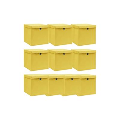 vidaXL Aufbewahrungsboxen mit Deckeln 10 Stk. Gelb 32x32x32 cm Stoff