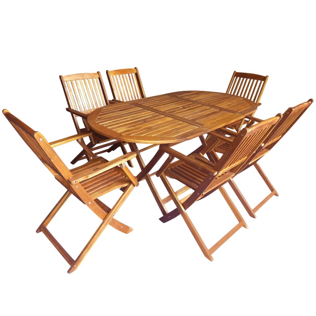 vidaXL 7-tlg. Garten-Essgruppe Klappbar Massivholz Akazie Image