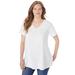 Plus Size Women's Rounded V-Neck Crochet Tunic by Woman Within in White (Size 3X)