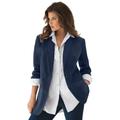 Plus Size Women's Boyfriend Blazer by Roaman's in Navy (Size 20 W) Professional Jacket