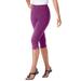 Plus Size Women's Stretch Cotton Capri Legging by Woman Within in Plum Purple (Size M)