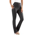 Plus Size Women's Straight-Leg Comfort Stretch Jean by Denim 24/7 in Black Denim (Size 14 W) Elastic Waist Denim