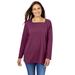 Plus Size Women's Perfect Long-Sleeve Square-Neck Tee by Woman Within in Deep Claret (Size 26/28) Shirt