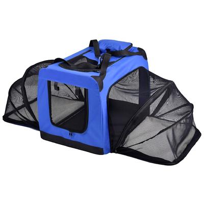 Pet Life Blue 'Hounda Accordion' Metal Framed Soft-Folding Collapsible Expandable Dog Crate, 19.3" L X 13.4" W X 13.4" H