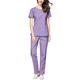 KESYOO Womens Surgery Scrub Top Scrub Pants Set Working Suit Short Sleeves Apparel Doctor Nurse Uniform Lab Costume Purple