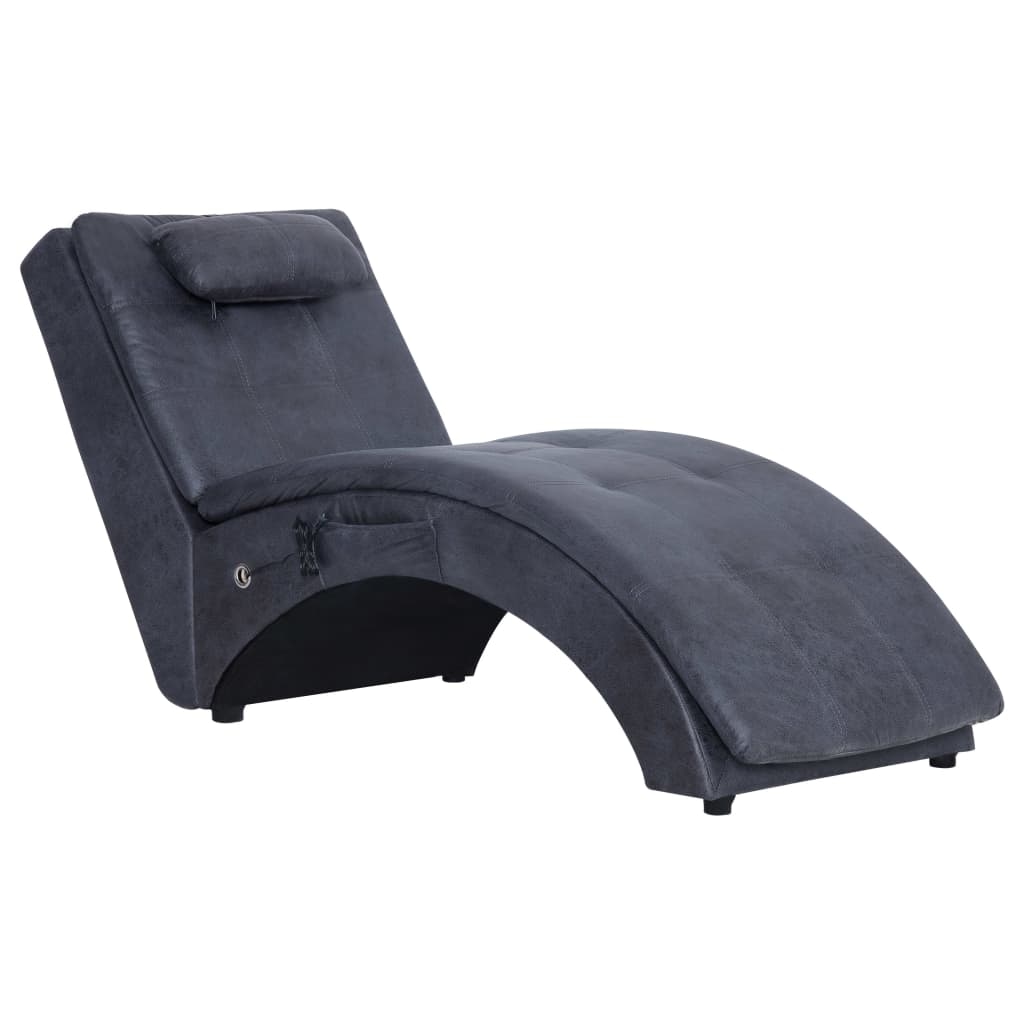 vidaXL Massage Chaiselongue mit Kissen Grau Wildleder-Optik Image