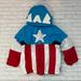 Disney Jackets & Coats | Disney Captain America Marvel Jacket Hoodie Size 2 | Color: Blue/Red | Size: 2tb