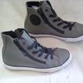 Converse Shoes | Converse Dual Zippered And Lace Up Grey Vinyl | Color: Gray | Size: Size 1 See Descr