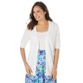 Plus Size Women's Lightweight Short Sleeve V-Neck Cardigan by Woman Within in White (Size 1X)