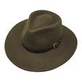 Borges & Scott Premium Alpaca Lewis - Wide Brim Fedora Hat - Alpaca Wool Felt - Water Resistant - Leather Band - Moss Green 62cm