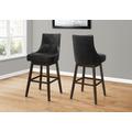 Bar Stool / Set Of 2 / Swivel / Bar Height / Wood / Pu Leather Look / Black / Brown / Transitional - Monarch Specialties I 1242