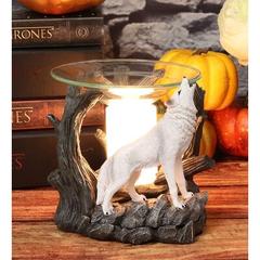 Loon Peak® Jasyiah Arctic Tundra Forest Snow White Ghost Wolf Howling At The Moon Electric Oil Burner Tart Warmer Aroma Scent Statue Night Light Home Fragrance A | Wayfair