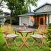 Red Barrel Studio® 3 Piece Teak Santa Barbara Patio Dining Set, 36" Round Folding Table w/ 2 Folding Arm Chairs /Teak in Brown/White | Wayfair