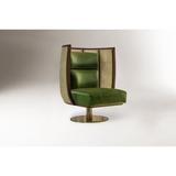 Barrel Chair - Marie Burgos Design Egoista 32" Wide Velvet Swivel Barrel Chair Velvet in Green/Yellow | 39 H x 32 W x 32 D in | Wayfair SQ3669591