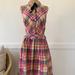 J. Crew Dresses | J.Crew Shirtdress In Plaid With Removable Necktie | Color: Orange/Pink | Size: 8