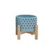 Dakota Fields Planter on Stand - Ceramic Planter on Wooden Base - Contemporary Yellow & Black Dotted Design Ceramic in Blue | Wayfair