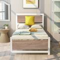 Trent Austin Design® Rigney Platform Bed w/ Headboard & Footboard, bed frame, Metal in White/Brown | 39.5 H x 77.5 D in | Wayfair