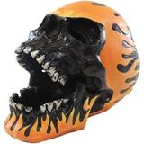 The Holiday Aisle® Ghost Rider Orange Flame Hot Rod Skull w/ Open Jaws Cigarette Ashtray Figurine 6.5" Tall Halloween Day Of The Dead Skeleton Grave | Wayfair