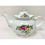 House of Hampton® March Roses Teapot Porcelain China/Ceramic in Green/Pink/White | 7.5 H x 7.5 W x 7.5 D in | Wayfair