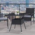 Red Barrel Studio® Loizzo Dining Table Glass/Wicker/Rattan in Black | 28 H x 31 W x 31 D in | Outdoor Furniture | Wayfair