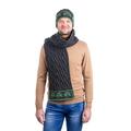 SAOL 100% Merino Wool Cable Knit Shamrock Hat for Men, in Natural/Charcoal/Navu/Green (Charcoal)