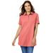 Plus Size Women's Perfect Short-Sleeve Polo Shirt by Woman Within in Sweet Coral (Size 5X)