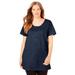 Plus Size Women's Perfect Short-Sleeve Scoop-Neck Henley Tunic by Woman Within in Navy (Size 30/32)
