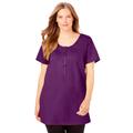 Plus Size Women's Perfect Short-Sleeve Scoop-Neck Henley Tunic by Woman Within in Plum Purple (Size 34/36)