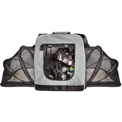 Pet Life Grey 'Hounda Accordion' Metal Framed Soft-Folding Collapsible Expandable Dog Crate, 31.9" L X 22.8" W X 22.8" H