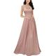 MIUSOL Women’s Vintage Lace Chiffon Sleeveless Ball Gown Bridesmaid Evening Long Dress, Pink, XXL