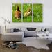ARTCANVAS Ducklings in Yard Home Decor - 3 Piece Wrapped Canvas Photograph Print Set Metal in Brown/Green | 40 H x 60 W x 0.75 D in | Wayfair